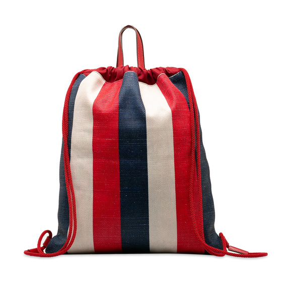 Pre-Loved Gucci Canvas Sylvie Stripe Logo Drawstring Backpack - Picture 3 of 9